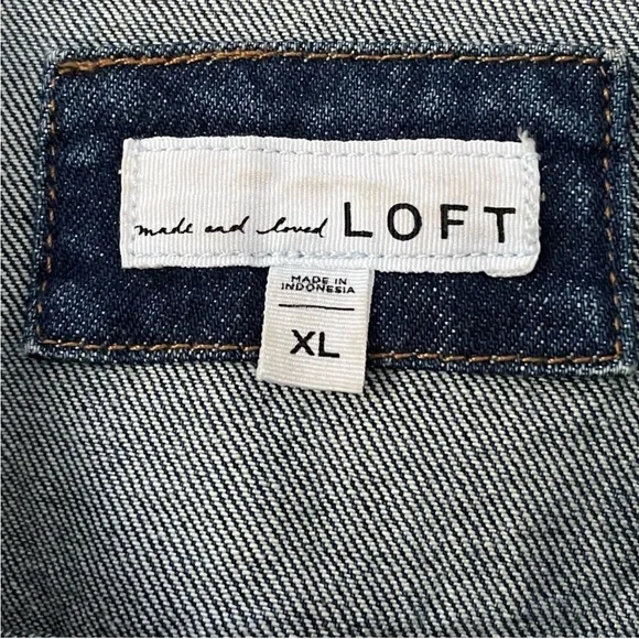 LOFT Cotton Dark Wash Jean Jacket XL - Picture 3 of 10